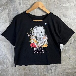 Dolly Parton Wonder Nation cropped tee - black and multi-coloured Woman's 2XL